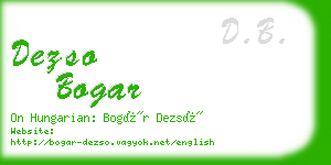 dezso bogar business card